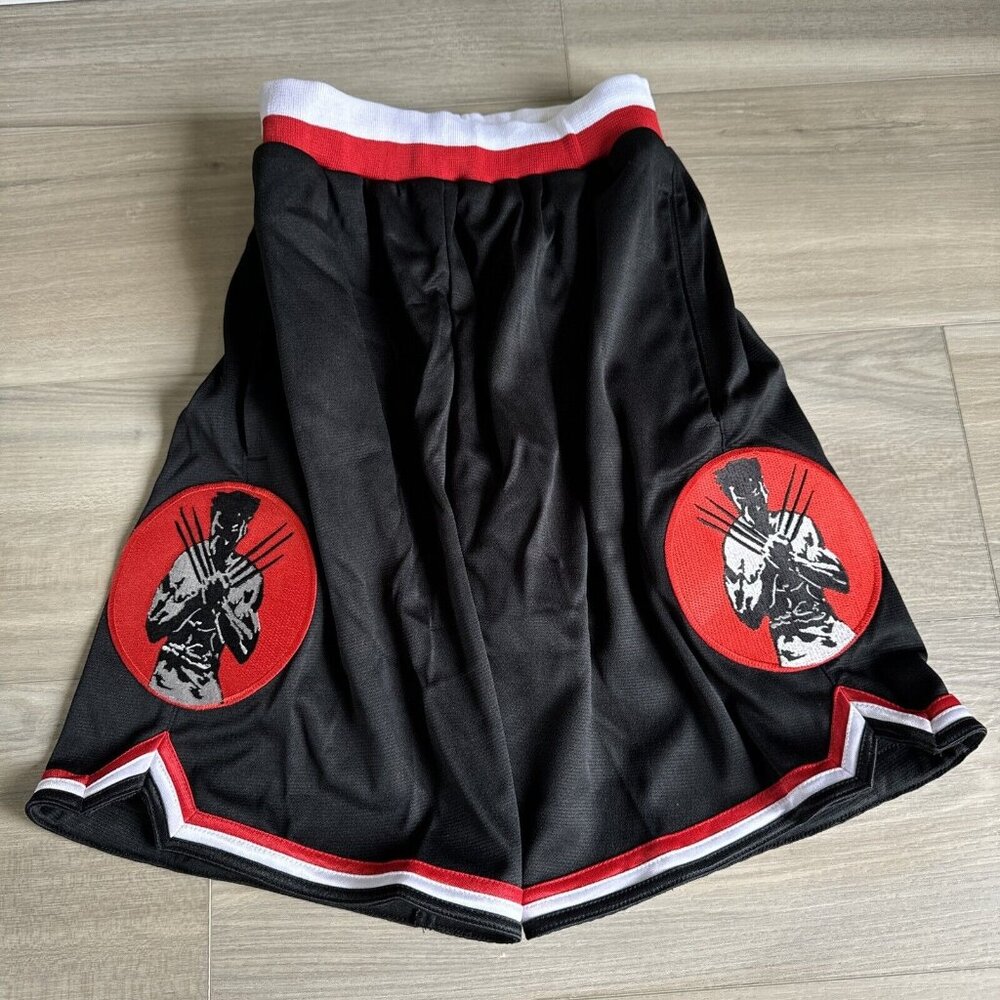 RETRO Mperial Sportswear Wolverine Black‎ & Red YOUTH Basketball Shorts L